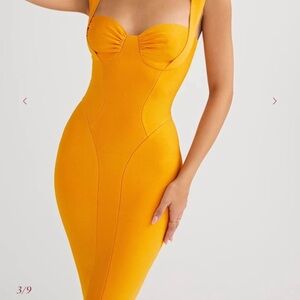 House of CB Sculpted Mustard Yellow Midi Dress